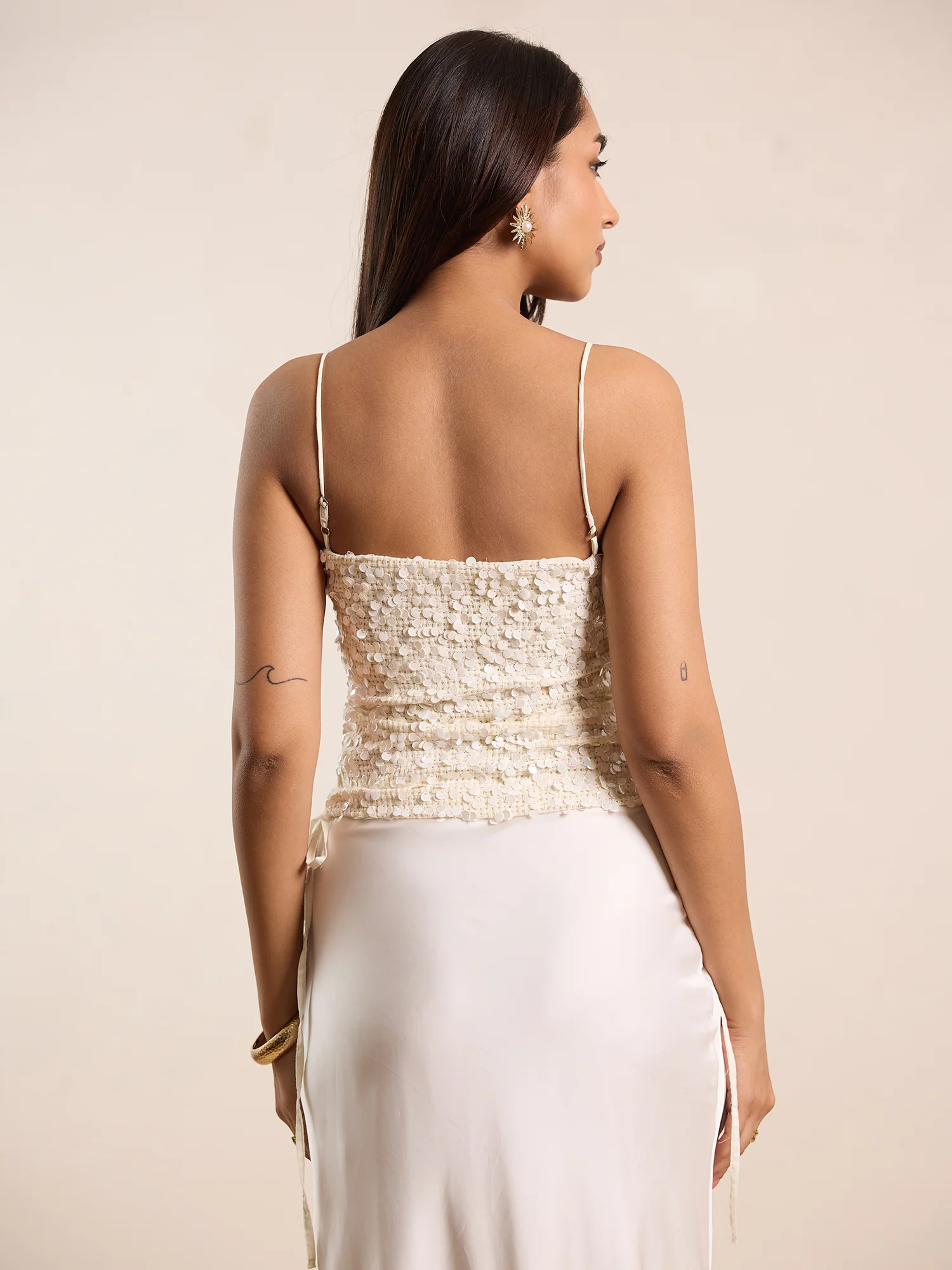 Side Tie Up Sleeveless Sequin Top - Image 3
