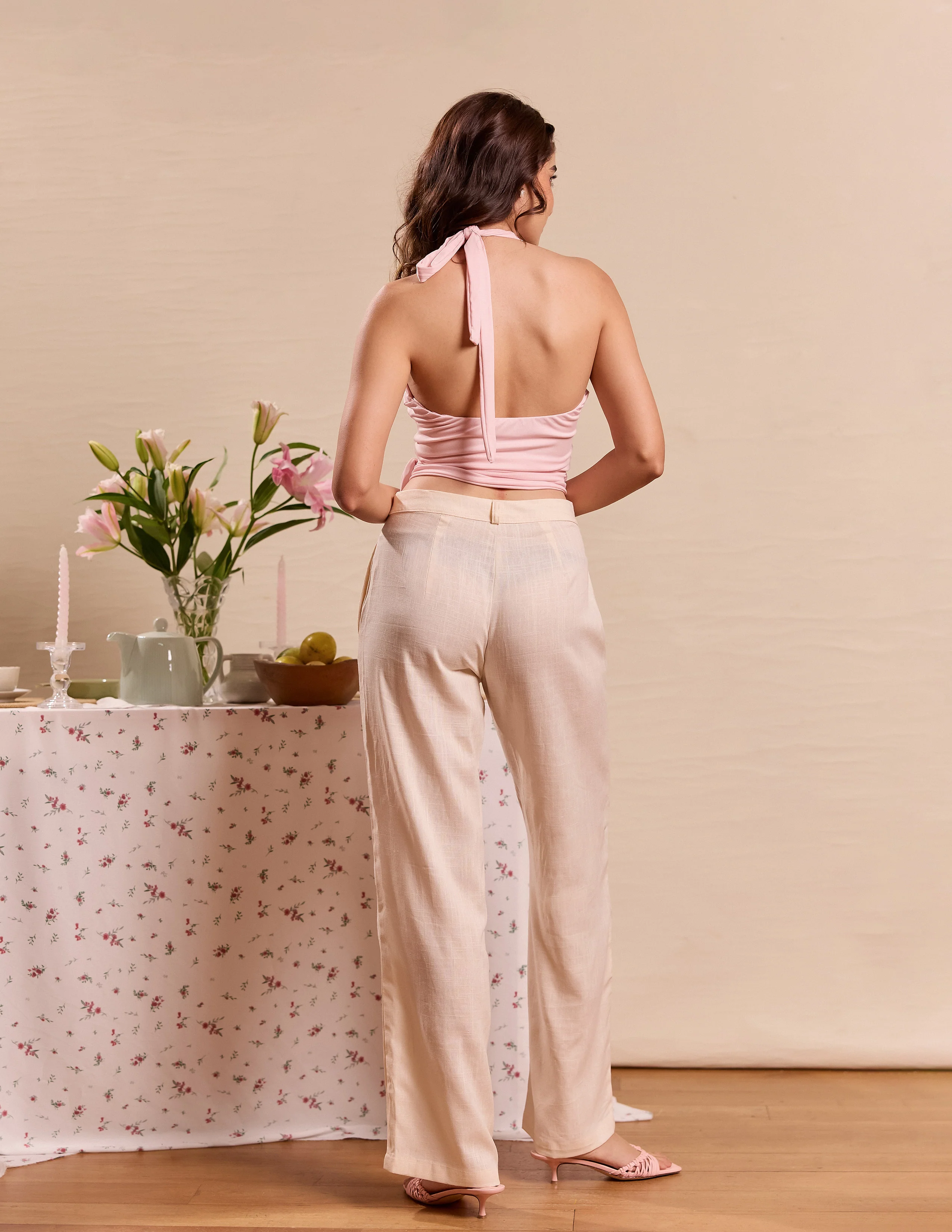Sleeveless Front Wrap Tie Up Top - Image 4