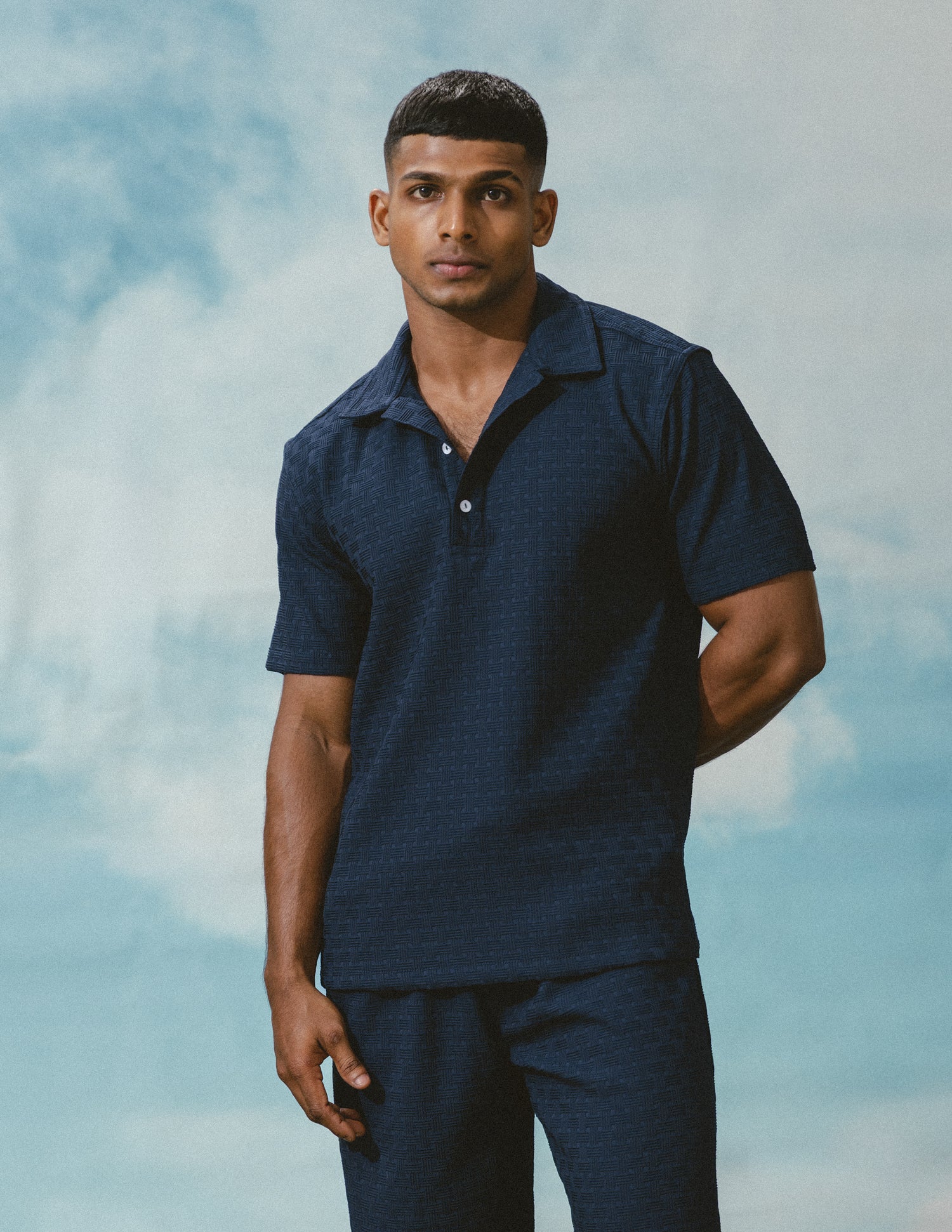 Slim fit half placket shirt