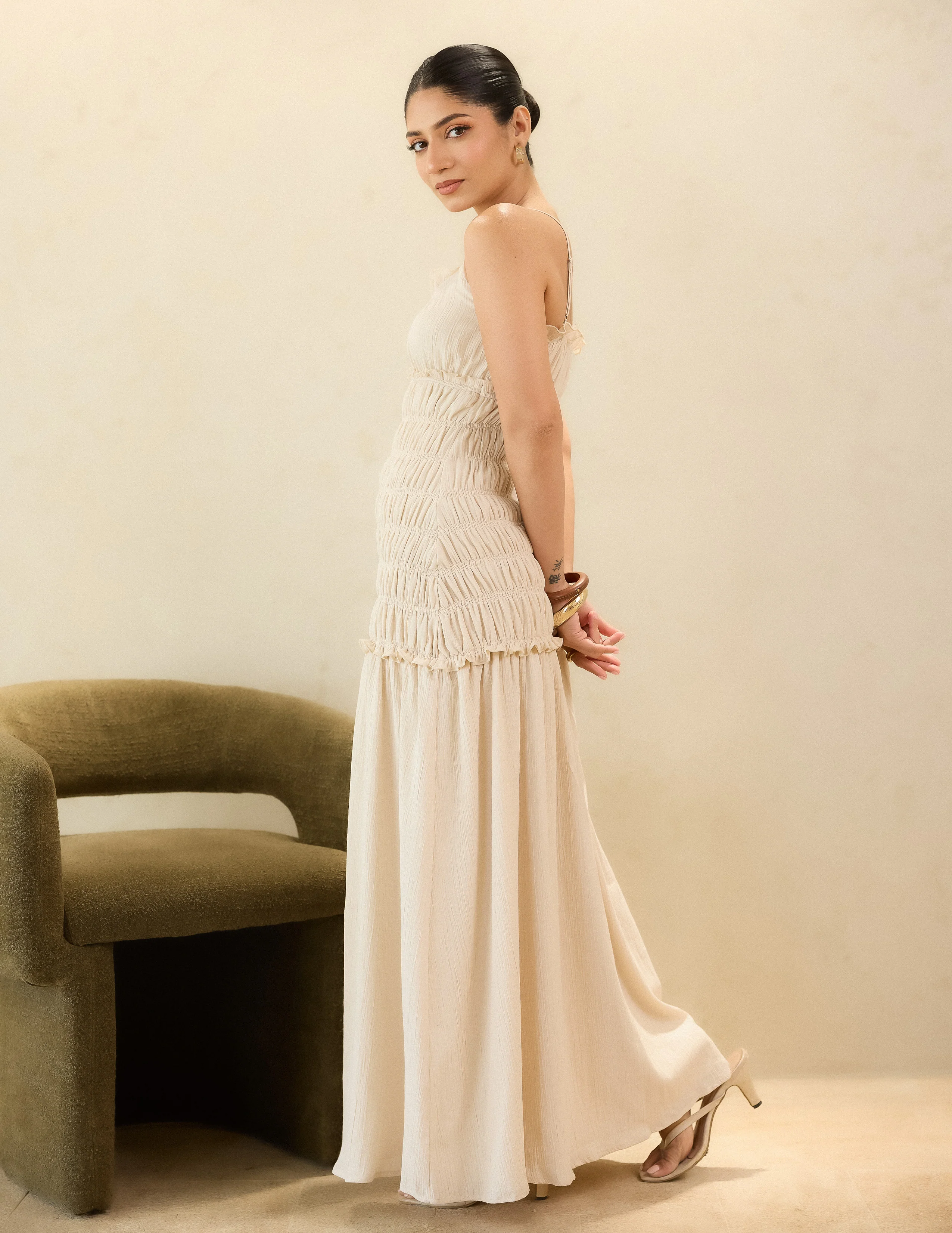 Smocking Detail Maxi Dress - Image 3
