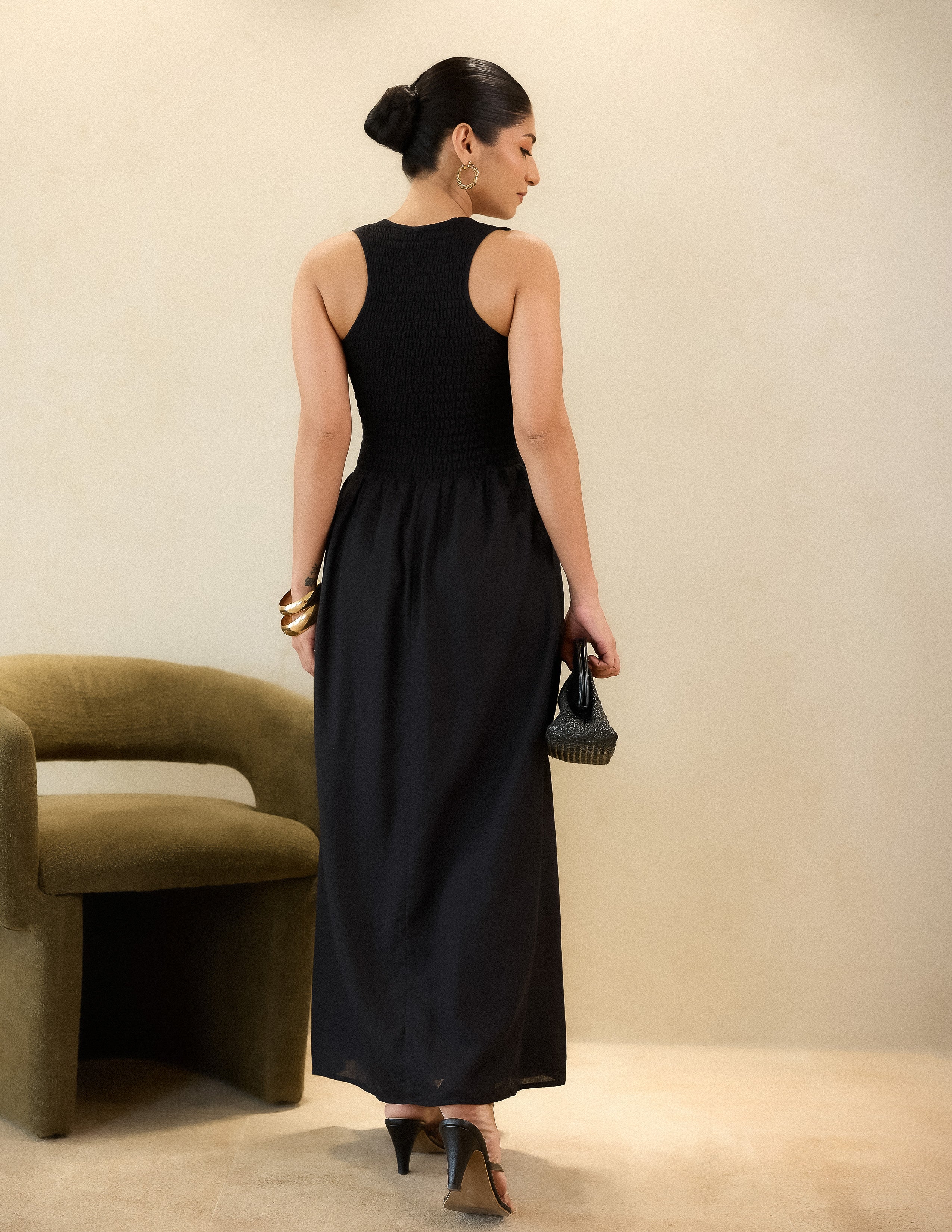 Smocking Detail Maxi Dress - Image 4