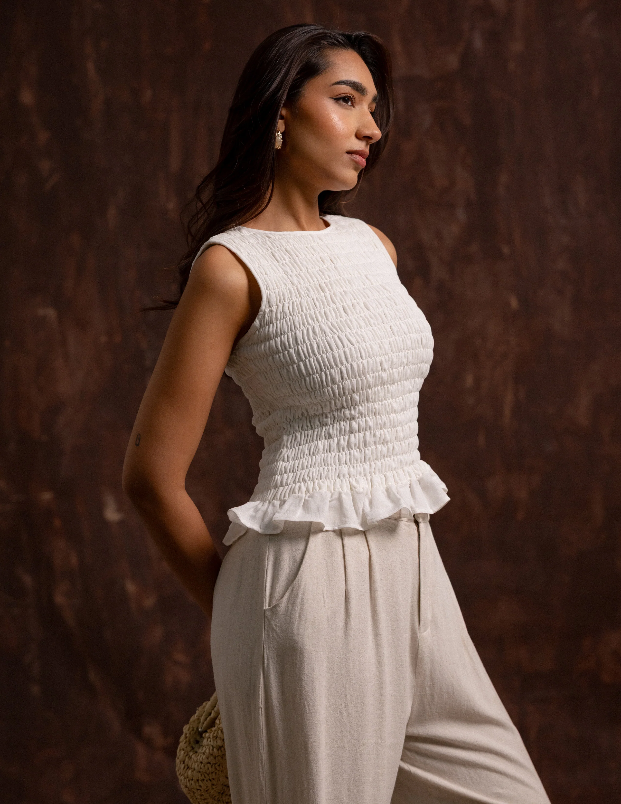 Smocking Detailed Sleeveless Top - Image 3