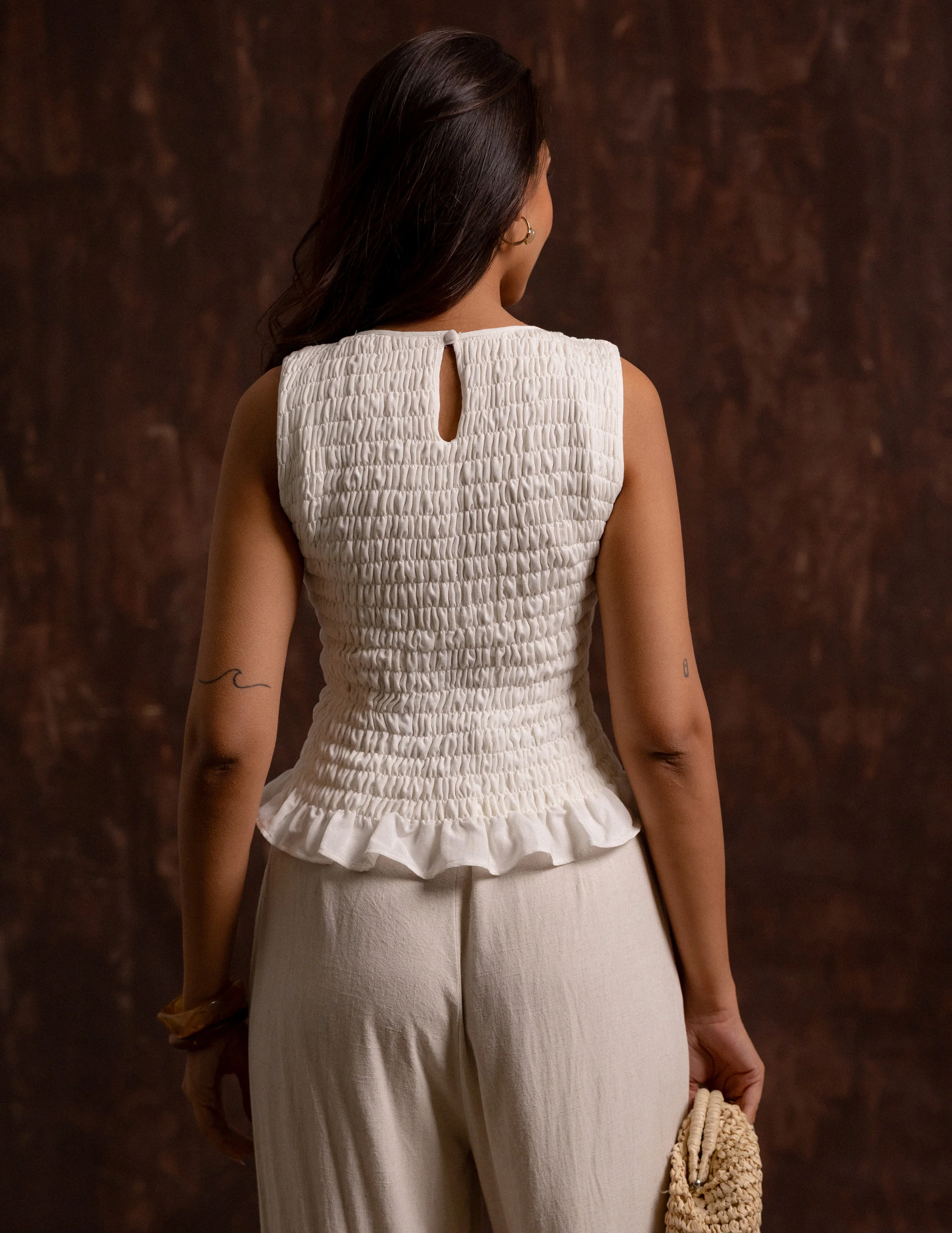 Smocking Detailed Sleeveless Top - Image 4