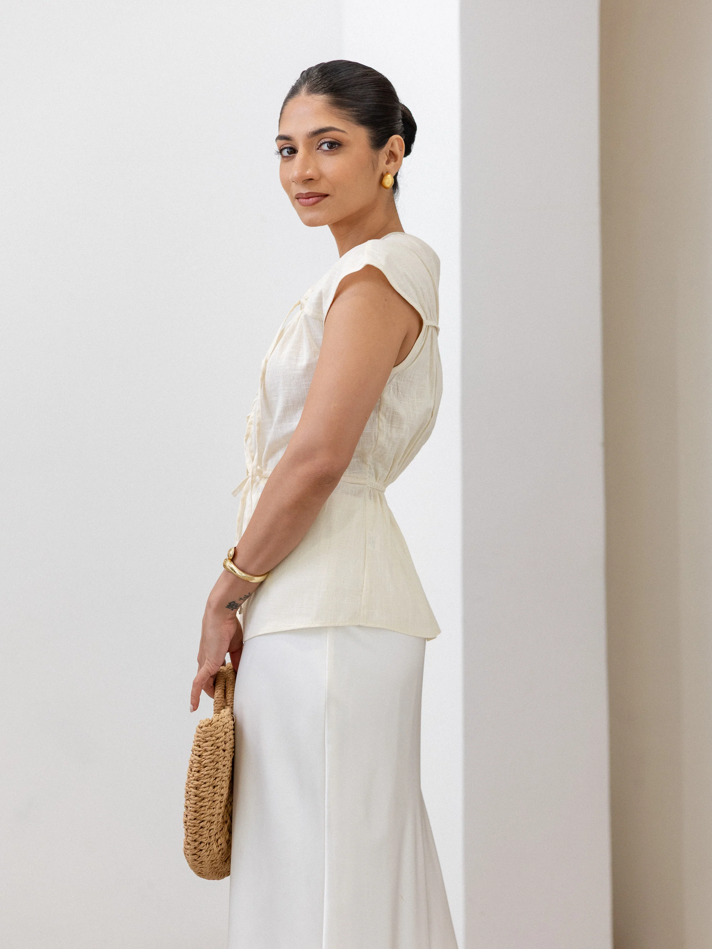 Tie Up Detail Sleeveless Top - Image 3