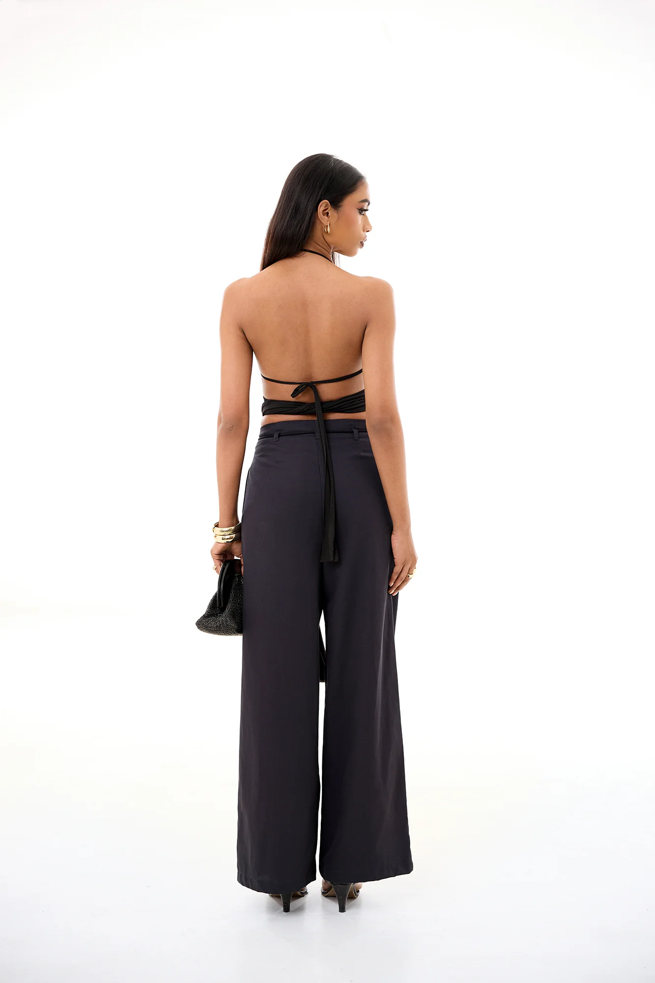 Tie Up Detailed High Waist Wide Leg Pant - Image 4