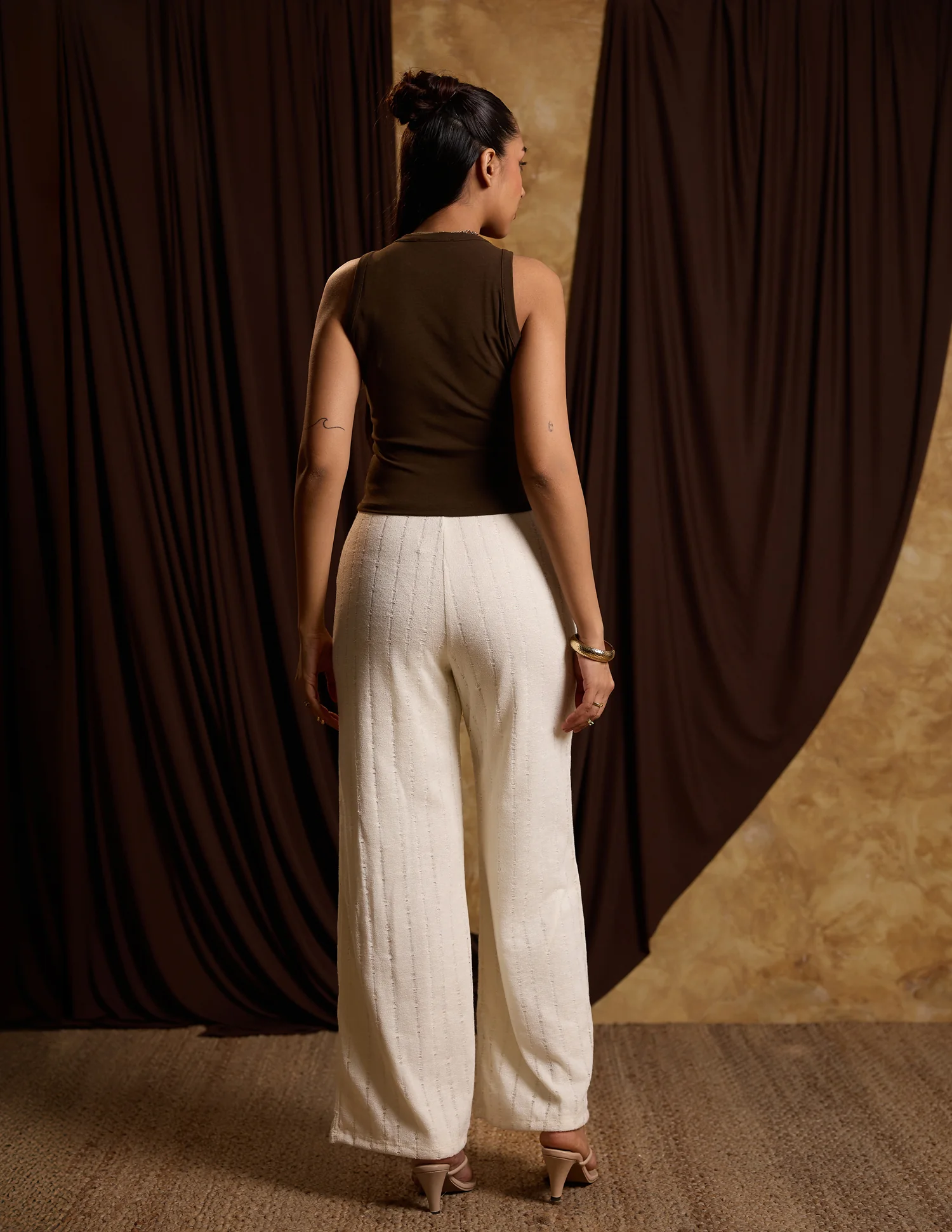 Waist Elasicated Mid Waist Crochet Pant - Image 3