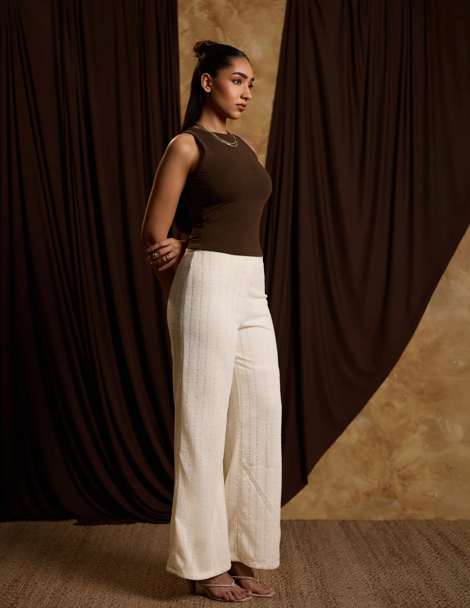 Waist Elasicated Mid Waist Crochet Pant - Image 4