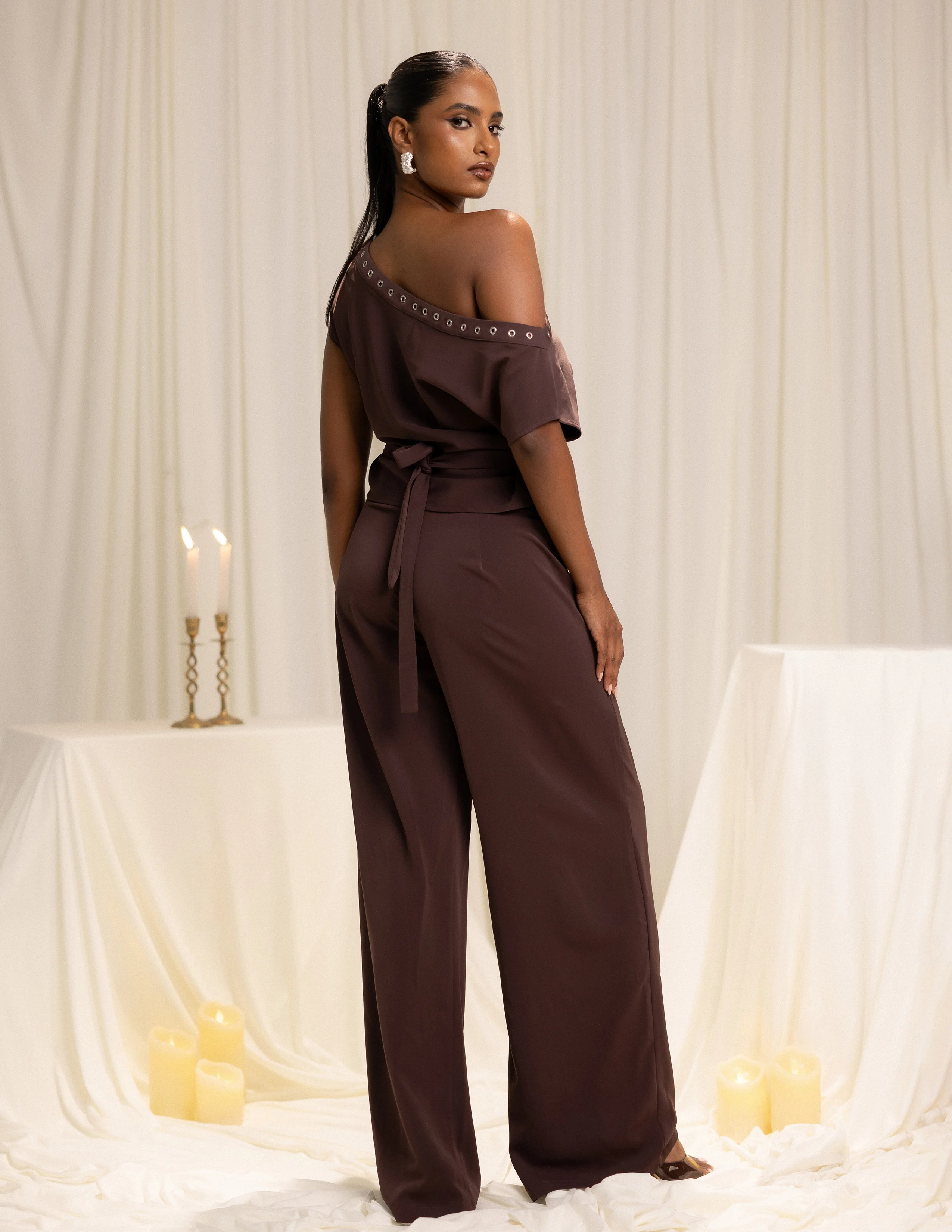 Waist Ilet Detailed Straight Leg Low Waist Pant - Image 3