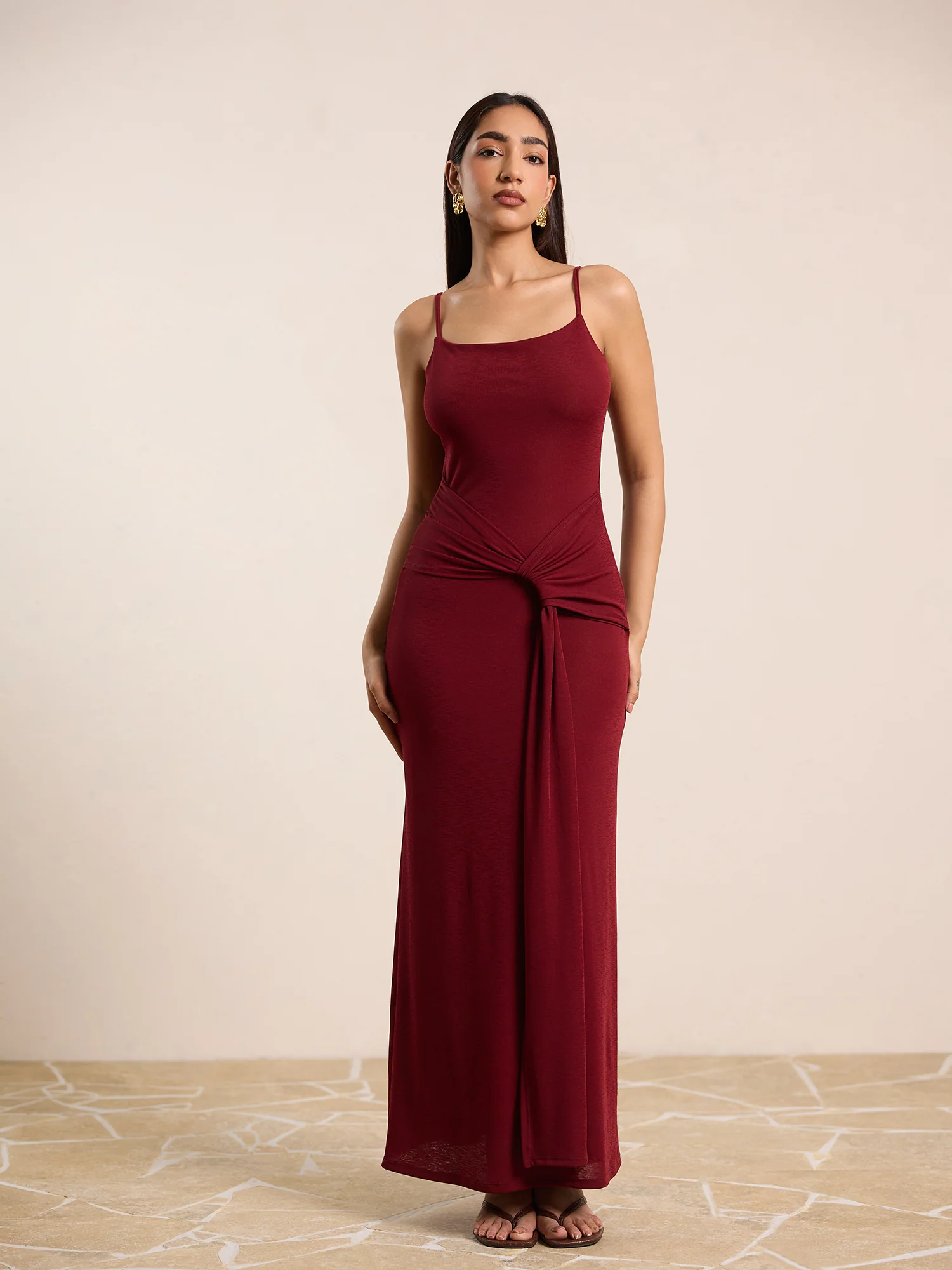 Waist Tie Up Detailed Sleeveless Maxi Dress