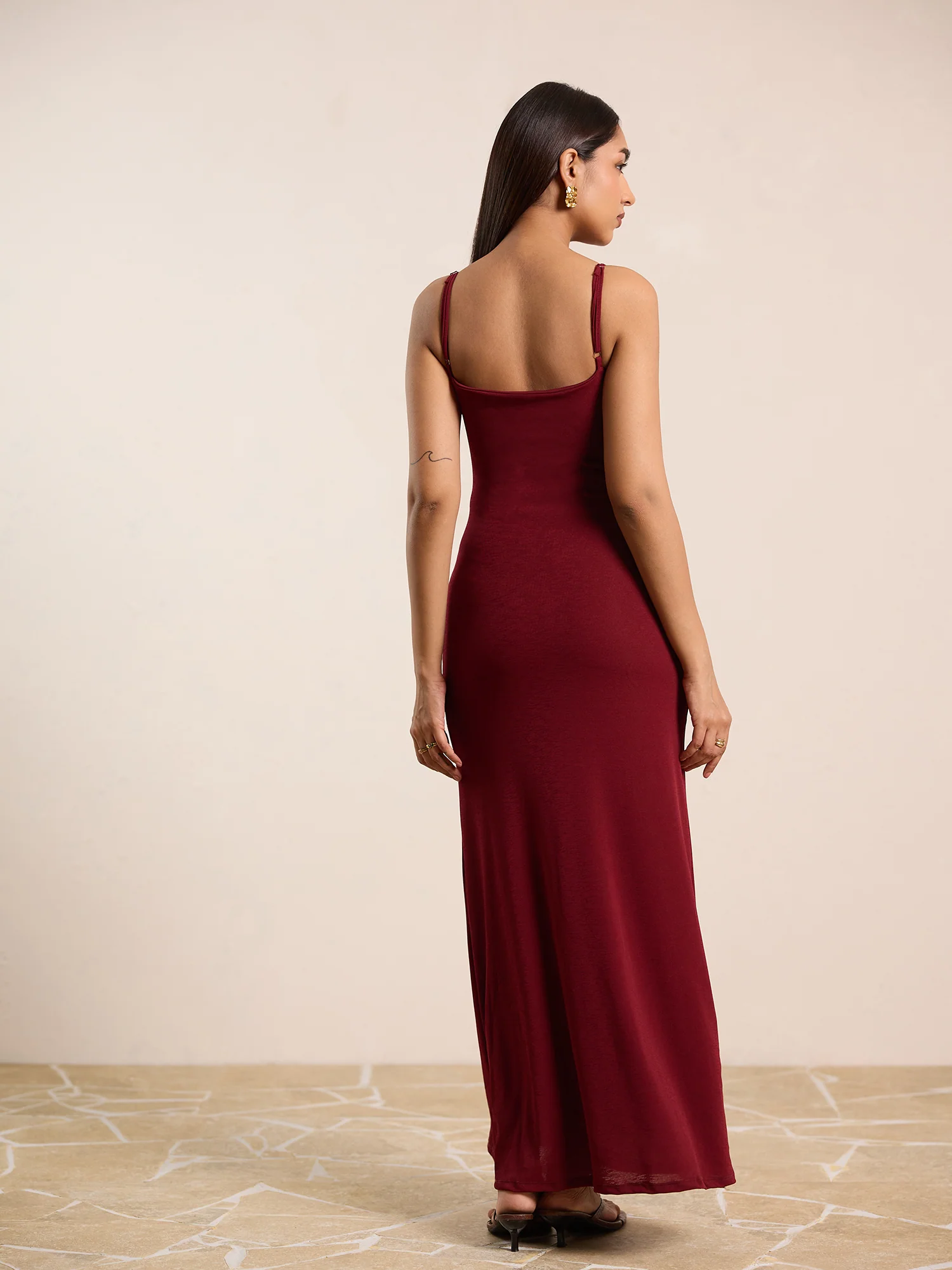 Waist Tie Up Detailed Sleeveless Maxi Dress - Image 3