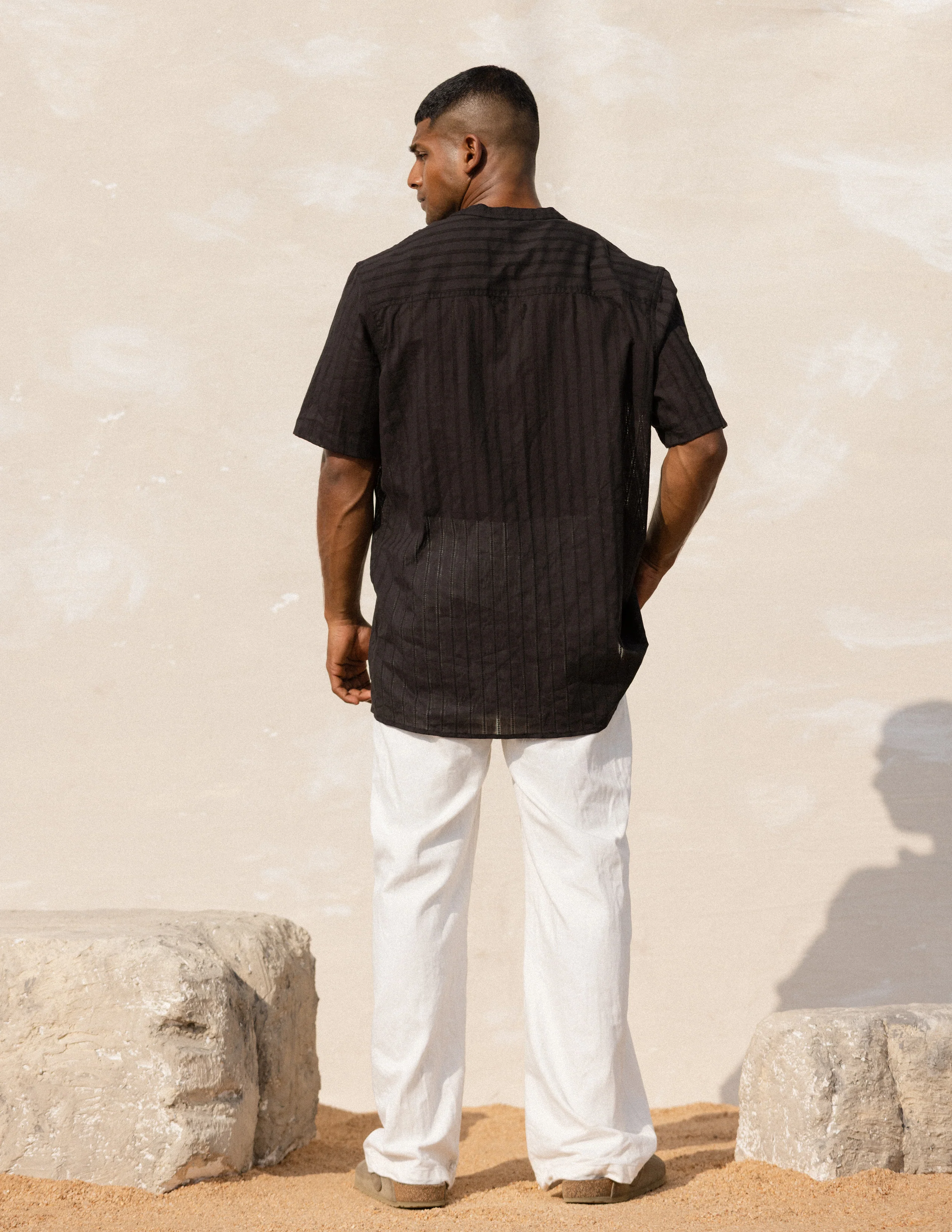 Chinese Collar Short Sleeve Shirt - Image 4