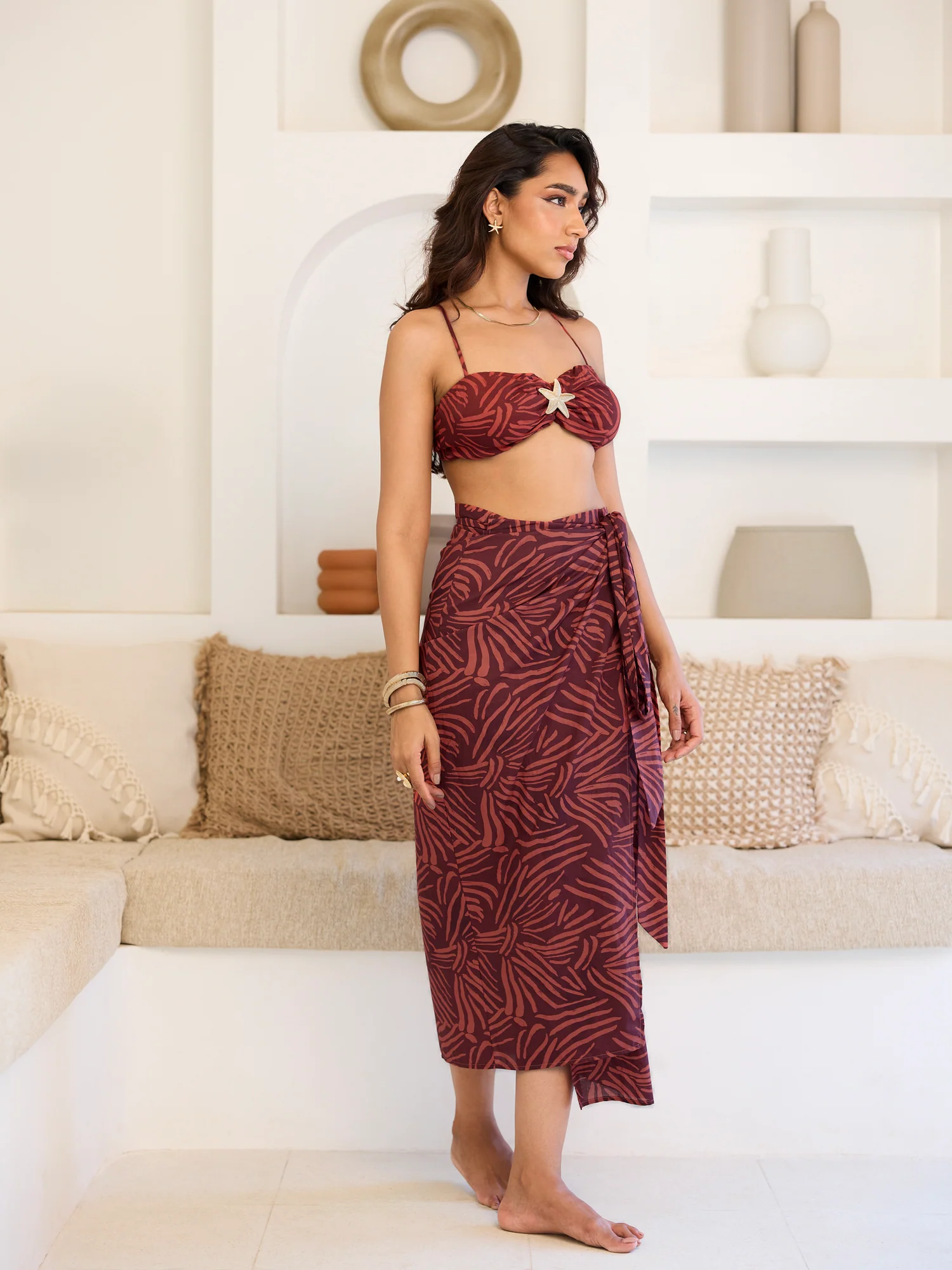 Wrap Tie Up Printed Midi Skirt - Image 3